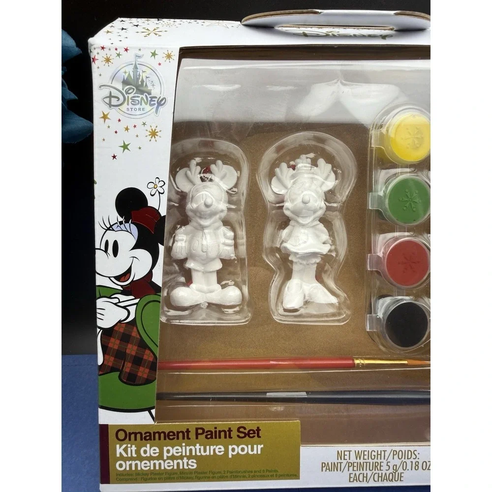 Disney Store Mickey and Minnie Mouse Christmas Ornament Paint Kit Set New In Box